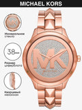 Michael Kors Runway Mercer Quartz Rose Gold Dial Rose Gold Steel Strap Watch For Women - MK6736