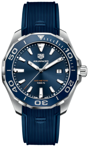 Buy Shop Tag Heuer Aquaracer Quartz Blue Dial Blue Rubber Strap Watch for Men - WAY101C.FC6153 USA Online