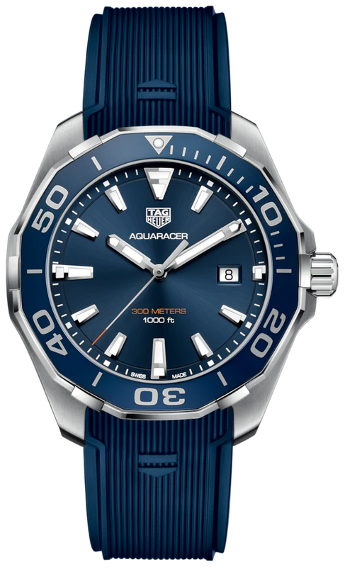 Buy Shop Tag Heuer Aquaracer Quartz Blue Dial Blue Rubber Strap Watch for Men - WAY101C.FC6153 USA Online