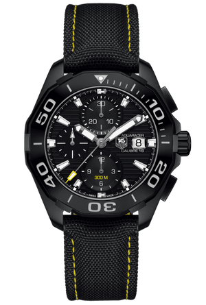 Buy Shop Tag Heuer Aquaracer Chronograph PVD Black Dial Black Nylon Strap Watch for Men - CAY218A.FC6361 USA Online