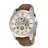 Buy Shop Fossil Grant Automatic White Dial Brown Leather Strap Watch for Men - ME3052 USA Online