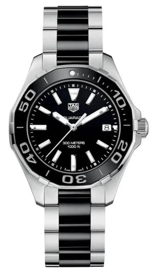 Buy Shop Tag Heuer Aquaracer Quartz Black Dial Two Tone Steel Strap Watch for Men - WAY131A.BA0913 USA Online