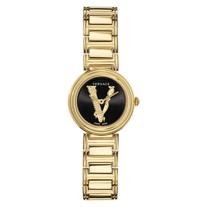 Buy Shop Versace V Virtus Quartz Black Dial Gold Steel Strap Watch For Women - VET300121 USA Online