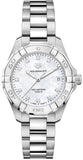 Buy Shop Tag Heuer Aquaracer Diamonds White Mother of Pearl Dial Silver Steel Strap Watch for Women - WBD1314.BA0740 USA Online