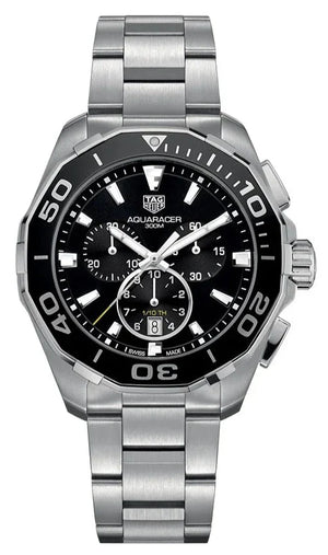 Buy Shop Tag Heuer Aquaracer Quartz Chronograph Black Dial Silver Steel Strap Watch for Men - CAY111A.BA0927 USA Online