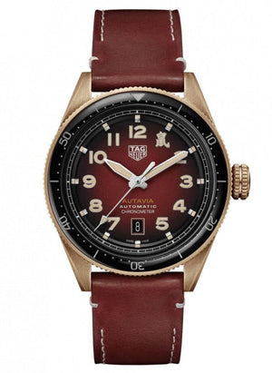 Tag Heuer Autavia Calibre 5 Chinese New Year Maroon Dial Maroon Leather Strap Watch for Men - WBE5193.FC8300