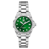 Buy Shop Tag Heuer Aquaracer Diamonds Emerald Green Dial Silver Steel Strap Watch for Women - WBD1316.BA0740 USA Online