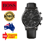 Buy Shop Hugo Boss Blackout Chronograph Black Dial Black Leather Strap Watch For Men - HB1512567 USA Online