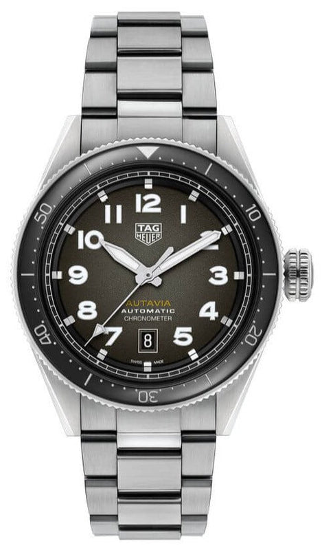 Buy Shop Tag Heuer Autavia Automatic Grey Dial Silver Steel Strap Watch for Men - WBE5114.EB0173 USA Online