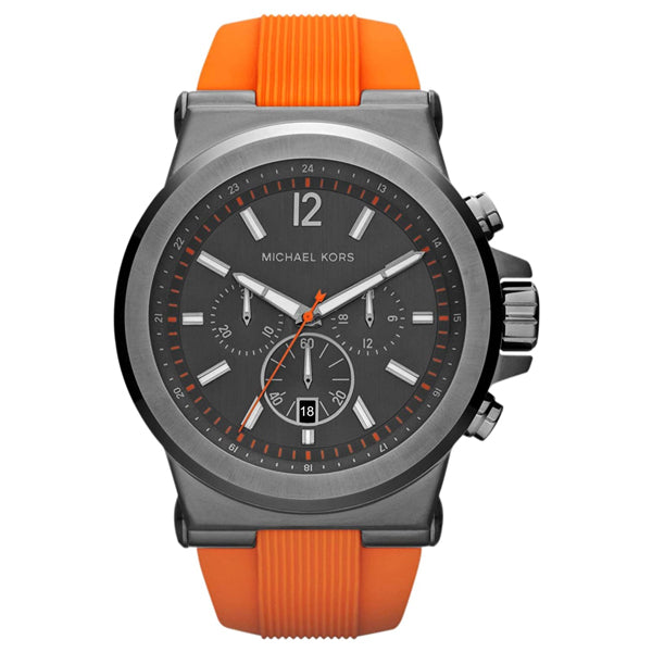 Buy Shop Michael Kors Dylan Chronograph Grey Dial Orange Rubber Strap Watch for Men - MK8296 USA Online