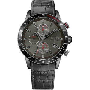 Buy Shop Hugo Boss Rafale Chronograph Grey Dial Grey Leather Strap Watch For Men - 1513445 USA Online