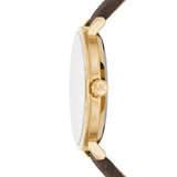 Buy Shop Michael Kors Addyson Three-Hand Silver Dial Brown Leather Strap Watch for Women - MK2945 USA Online