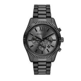 Michael Kors Lexington Chronograph Black Dial Black Steel Strap Watch for Men - MK9154