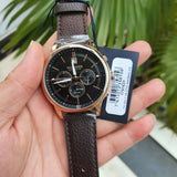 Buy Shop Tommy Hilfiger Multi Function Chronograph Black Dial Brown Leather Strap Watch for Men - 1791631 USA Online