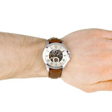 Buy Shop Fossil Grant Automatic White Dial Brown Leather Strap Watch for Men - ME3052 USA Online
