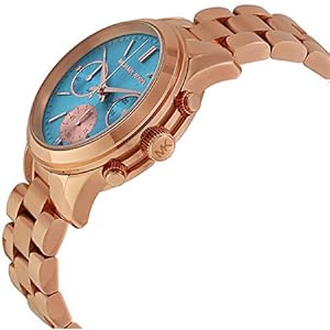 Buy Shop Michael Kors Runway Chronograph Turquoise Dial Rose Gold Steel Strap Watch For Women - MK6164 USA Online