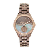 Buy Shop Michael Kors Lauryn Rose Gold Dial Brown Steel Strap Watch for Women - MK3757 USA Online