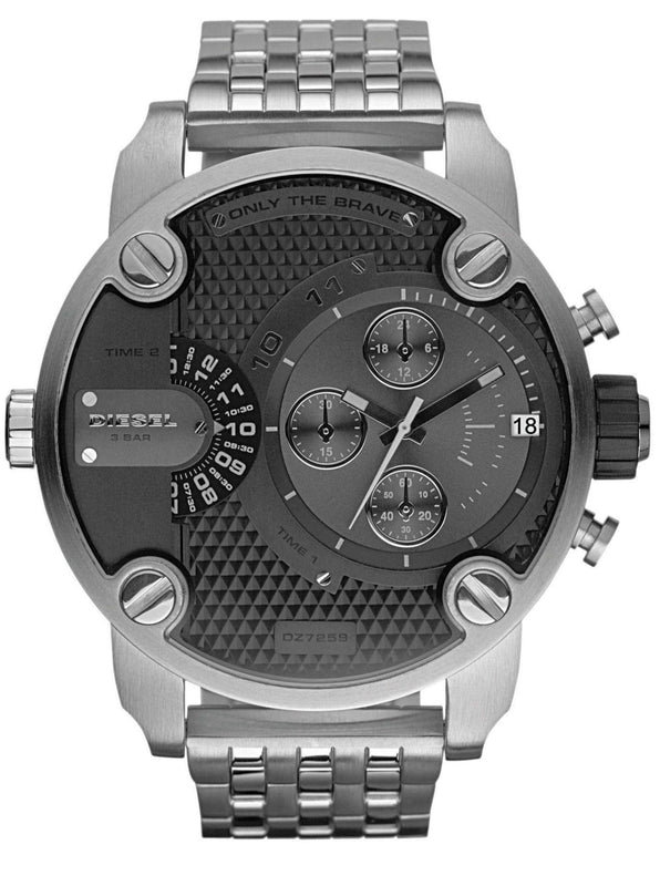Buy Shop Diesel Little Daddy Chronograph Black Dial Silver Steel Strap Watch For Men - DZ7259 USA Online