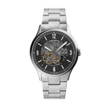 Buy Shop Fossil Forrester Automatic Skeleton Black Dial Silver Steel Strap Watch for Men - ME3180 USA Online