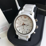 Buy Shop Emporio Armani Luigi Chronograph Ceramic White Dial White Ceramic Strap Watch For Men - AR1499 USA Online