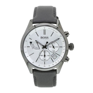 Buy Shop Hugo Boss Grand Prix White Dial Grey Leather Strap Watch for Men - 1513633 USA Online
