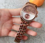 Buy Shop Michael Kors Lauryn Rose Gold Dial Brown Steel Strap Watch for Women - MK3757 USA Online