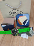 Buy Shop Fossil Bannon Chronograph Grey Dial Green Silicone Strap Watch for Men - BQ2501 USA Online