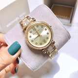 Buy Shop Michael Kors Sofie Quartz Gold Dial Gold Steel Strap Watch For Women - MK3881 USA Online