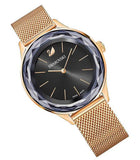 Swarovski Octea Nova Black Dial Rose Gold Mesh Bracelet Watch for Women - 5430424