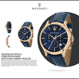 Buy Shop Maserati Epoca Blue Dial Leather Blue Strap Watch For Men - R8871618007 USA Online