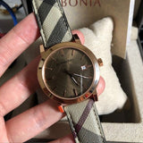 Buy Shop Burberry The City Rose Gold Dial Brown Leather Strap Watch for Women - BU9040 USA Online