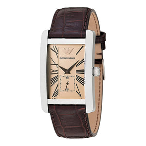 Buy Shop Emporio Armani Classic Beige Dial Brown Leather Strap Watch For Men - AR0154 USA Online