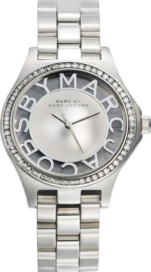 Buy Shop Marc Jacobs Henry Transparent Silver Dial Silver Steel Strap Watch for Women - MBM3337 USA Online