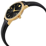 Movado Ultra Slim Black Dial Black Leather Strap Watch For Women -  0607095