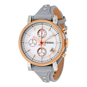 Buy Shop Fossil Original Boyfriend White Dial Light Blue Leather Strap Watch for Women - ES4045 USA Online