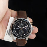 Fossil Wakefield Black Dial Brown Leather Strap Watch for Men - CH2944