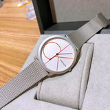 Buy Shop Calvin Klein Minimal White Dial Silver Mesh Bracelet Watch for Women - K3M52152 USA Online