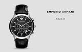 Buy Shop Emporio Armani Renato Chronograph Black Dial Black Leather Strap Watch For Men - AR2447 USA Online