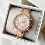 Buy Shop Michael Kors Ritz Chronograph Rose Gold Dial Two Tone Steel Strap Watch for Women - MK6307 USA Online