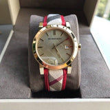 Buy Shop Burberry The City Champagne Dial Leather Strap Watch for Women - BU9139 USA Online