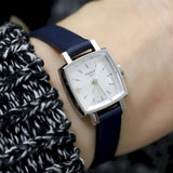 Buy Shop Tissot Lovely Square Silver Dial Blue Leather Strap Watch For Women - T058.109.16.031.00 USA Online