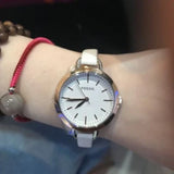 Buy Shop Fossil Classic Minute White Dial White Leather Strap Watch for Women - BQ3328 USA Online