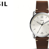 Buy Shop Fossil The Commuter White Dial Brown Leather Strap Watch for Men - FS5275 USA Online