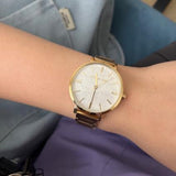 Buy Shop Michael Kors Addyson Three-Hand White Dial Gold Steel Strap Watch for Women - MK4712 USA Online