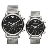 Buy Shop Emporio Armani Luigi Black Dial Silver Mesh Bracelet Watch For Men - AR8032 USA Online