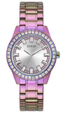 Guess Sparkler Silver Dial Purple Steel Strap Watch For Women - GW0111L5