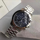 Buy Shop Michael Kors Hunger Stop 100 Series Navy Blue Dial Silver Steel Strap Watch for Women - MK5814 USA Online