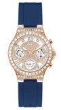 Buy Shop Guess Moonlight Diamonds White Dial Blue Rubber Strap Watch for Women - GW0257L3 USA Online