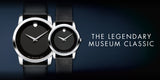 Buy Shop Movado Museum Black Dial Black Leather Strap Watch For Men - 606502 USA Online