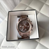 Michael Kors Bradshaw Chronograph Brown Dial Brown Steel Strap Watch For Women - MK6247